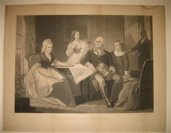 (WASHINGTON, GEORGE--PRINTS.) Group of 3 historical prints featuring Washingtons family.